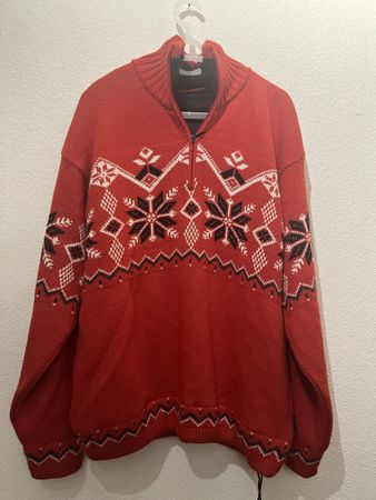 Herren | Rote Woll-Strickpullover mit Norweger-Muster