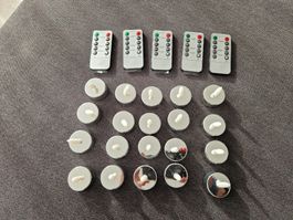 20 LED-Teelichter mit Fernbedienung / Depot / Silber