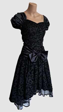 schimmerndes Abendkleid in Gr XL schwarz Vokuhila Gothic WGT