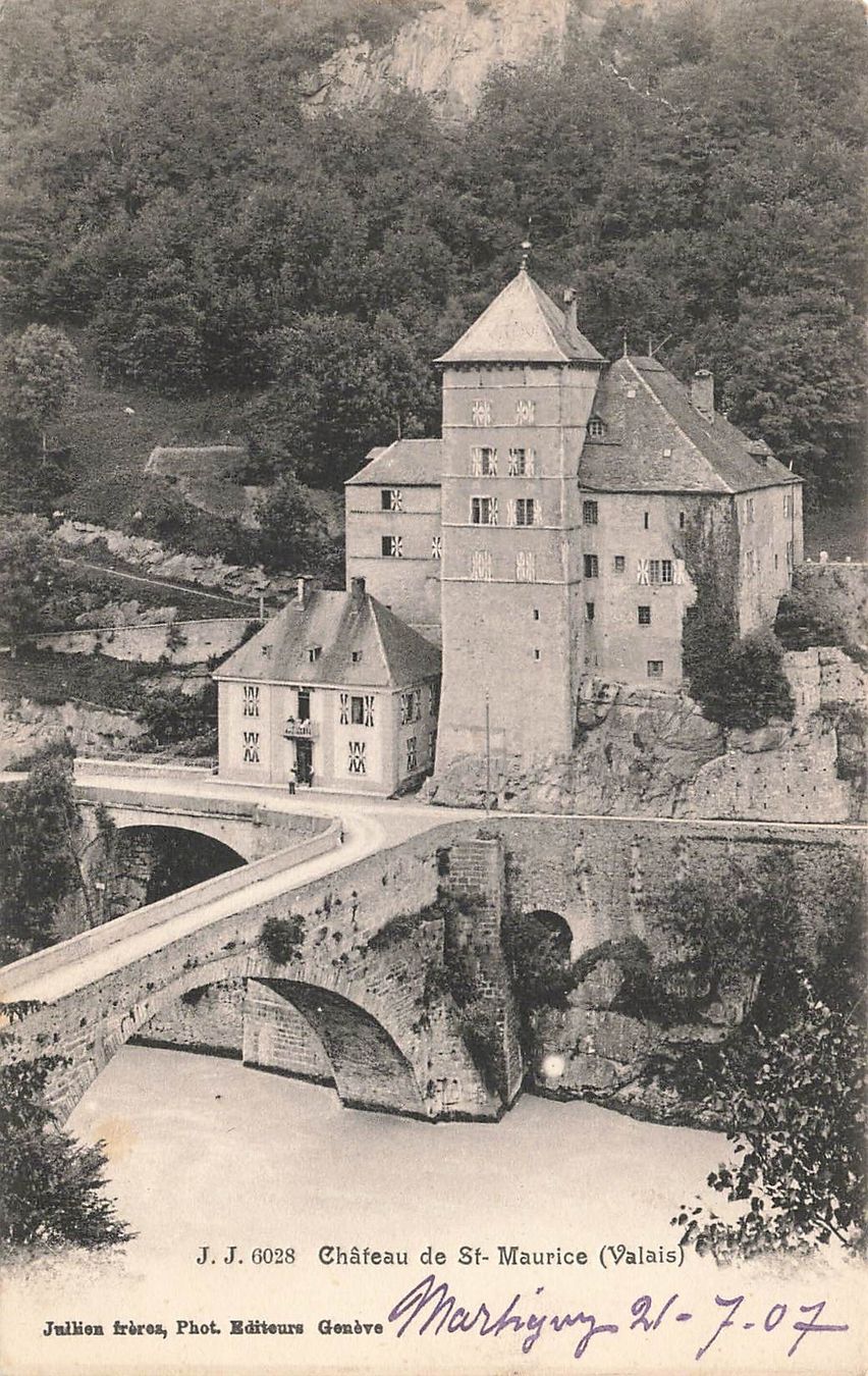 Ansichtskarten: Château de St Maurice VS – Gebraucht aus Biasca von Blenio71