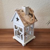 Weisses Windlicht-Häuschen, Holz/Birke  - neuwertig!