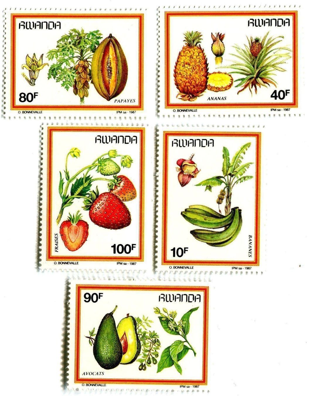 Tutti i francobolli: Briefmarken "Obst". Ruanda. – Nuovo e nell'imballaggio originale da Basel venduto da Butsch5