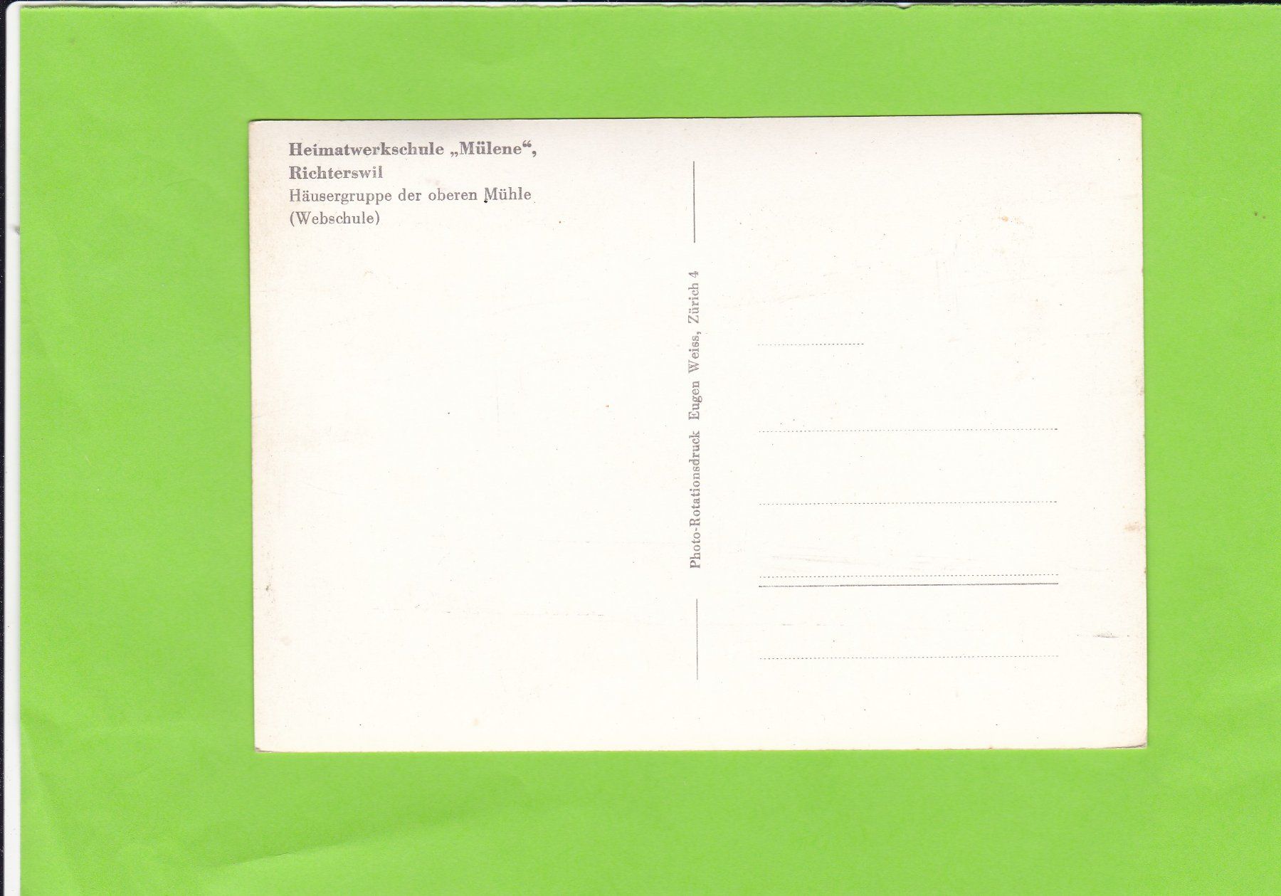 Cartoline postali: Heimatwerkschule "Mülene" Richterswil – Usato da St. Peterzell venduto da neckertal 1