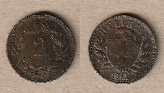 Toutes les monnaies: 2 Rappen 1912 – D'occasion à Allschwil par Coinfreak