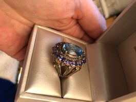 silber Ring mit Topas und Ametist