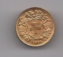 (2012), 20 Franken Vreneli 1904, rar, Prooflike, stgl