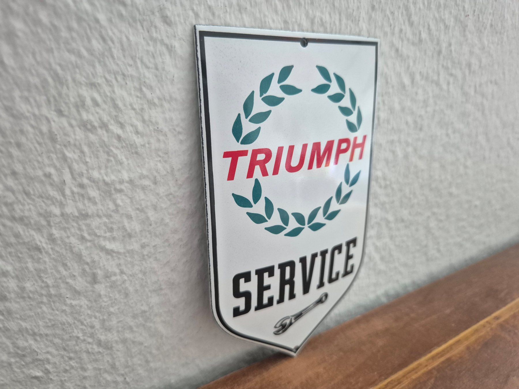Triumph Insegne: Emailschild Triumph Service Motorrad Logo Emaille Schild – Nuovo (secondo la descrizione) da Schaffhausen venduto da pfanis09 4