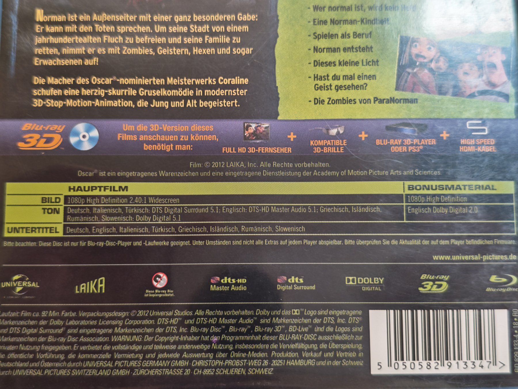 Alle DVDs: ParaNorman 3D/2D – Gebraucht aus Liestal von Kratzilla 3