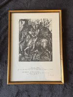 Albrecht Dürer Stich "Ritter, Tod und Teufel" im Goldrahmen