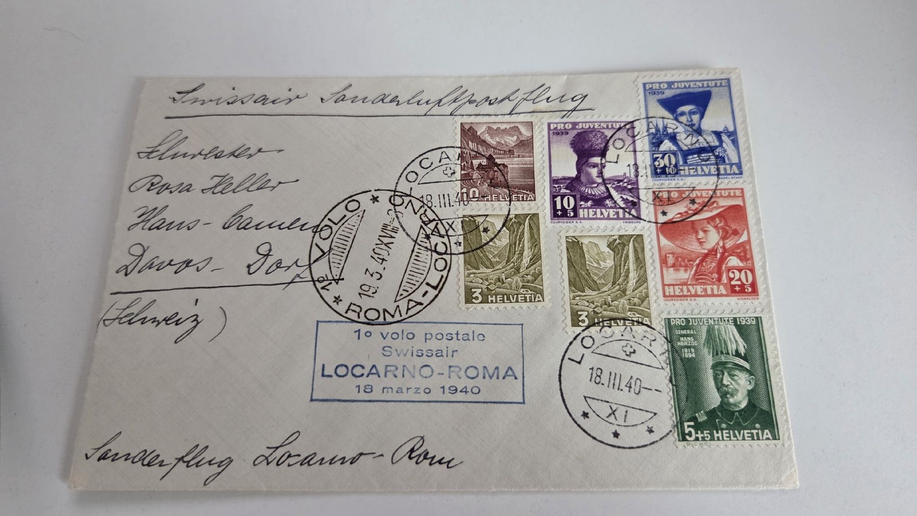 Tutti i francobolli: 1940 Erstflug Locarno - Roma – Usato da Arni AG venduto da Moth68