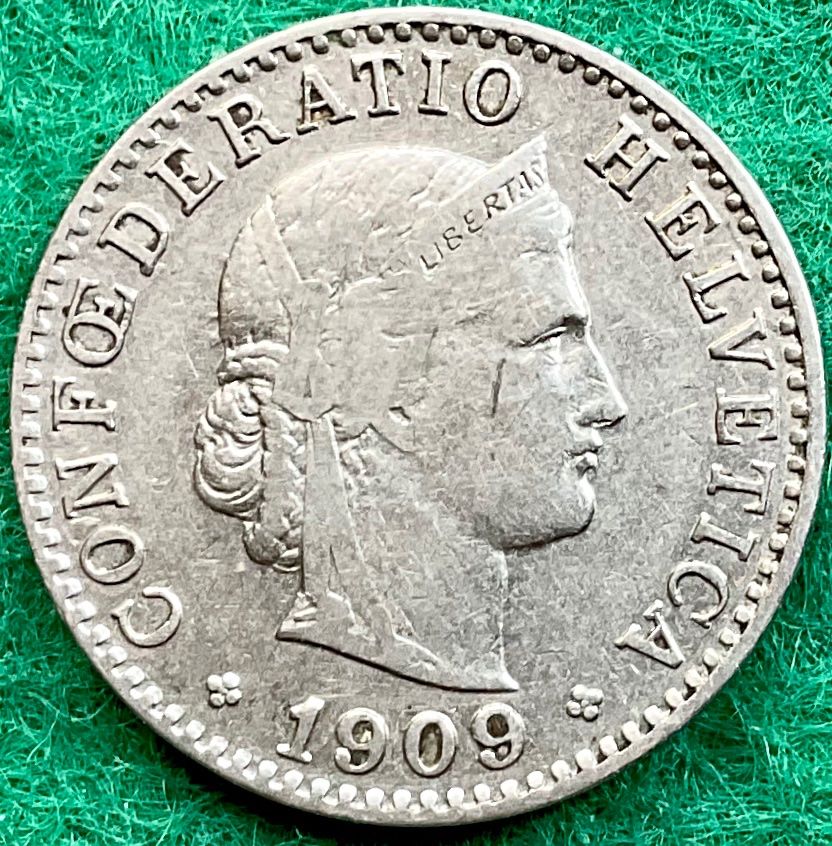 Tutti le monete: Pièce de 20 centimes suisse 1909 – Usato da Plan-les-Ouates venduto da gab_cgf6