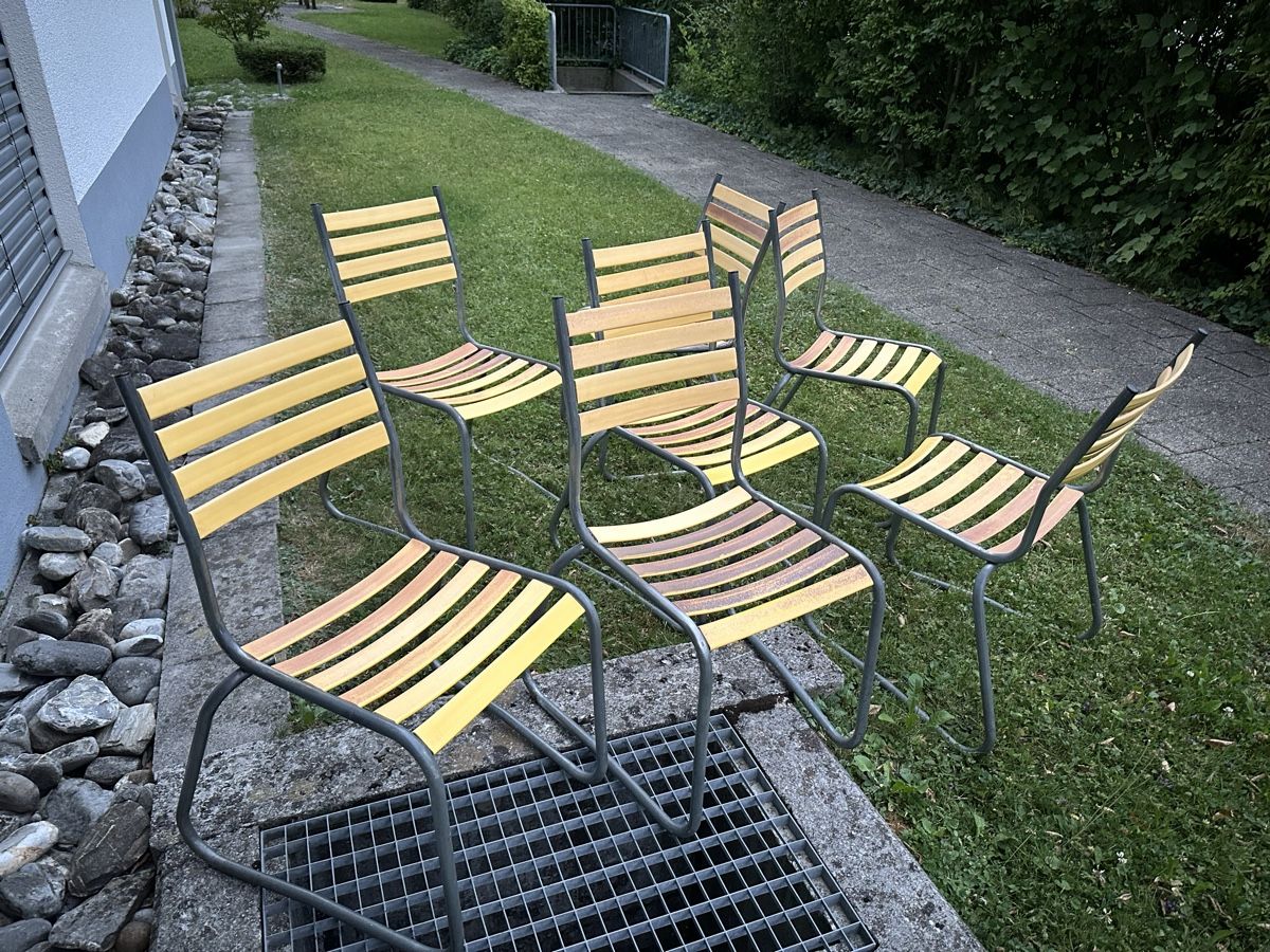 Stühle: 7x Schaffner oder Bättig Vintage Stühle mit Kufen Outdoor  – Gebraucht aus Niederurnen von KEVIN078 3