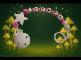 Silikon- Nuggikette rosa mit Wunschnamen