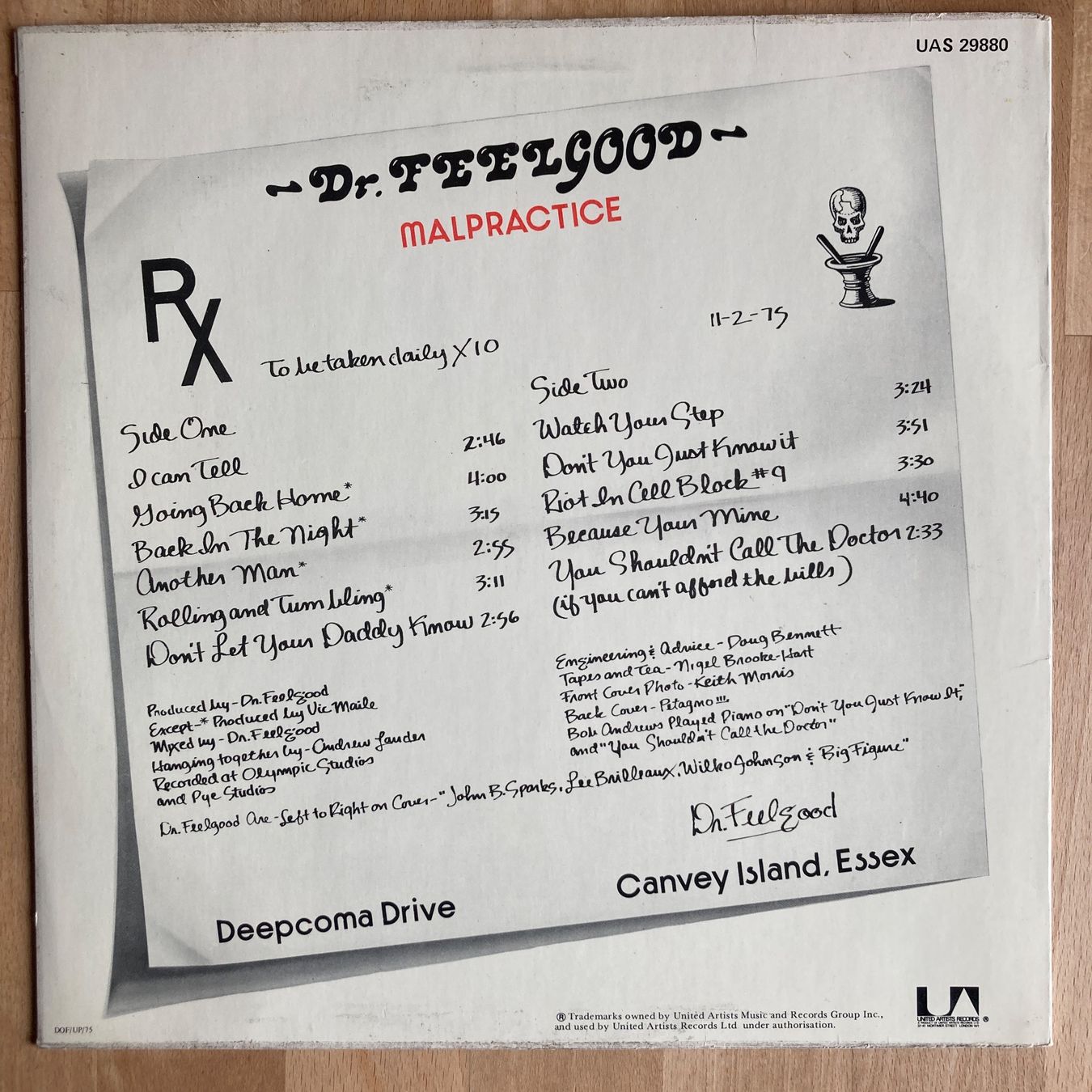 Dischi in vinile: DR. FEELGOOD, MALPRACTICE, LP, 1975, BLUES ROCK – Usato da Thun venduto da estrol 1