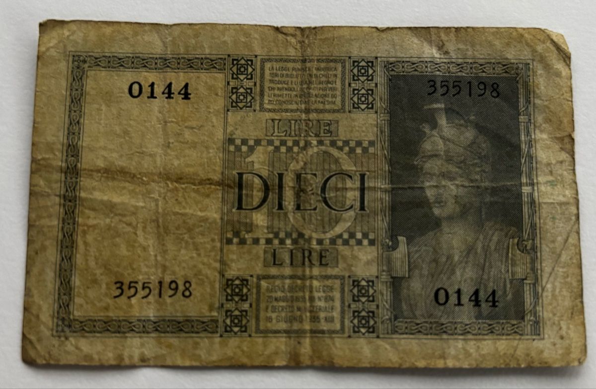 Banconote: Italien Banknote 10 Lire 1935 – Usato da Algetshausen venduto da Carrhard 1
