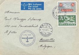 Schweiz Flugpostbrief 1939 Basel-Brüssel | 20+50 Rp