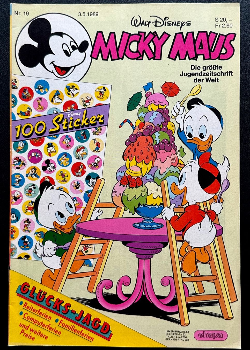 Comics: Mickey Maus Nr. 19  3.5.1989 mit Beilage – Gebraucht aus Seltisberg von quadartswiss