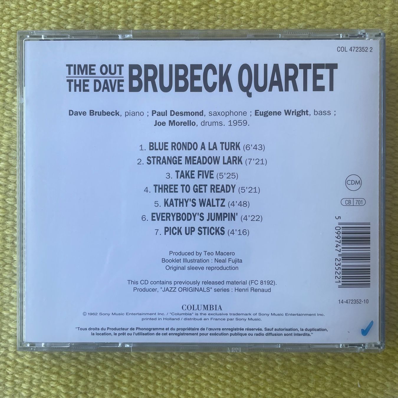 CD: DAVE BRUBECK QUARTET-TIME OUT62 – Usato da Rorschacherberg venduto da CD-Roli 1