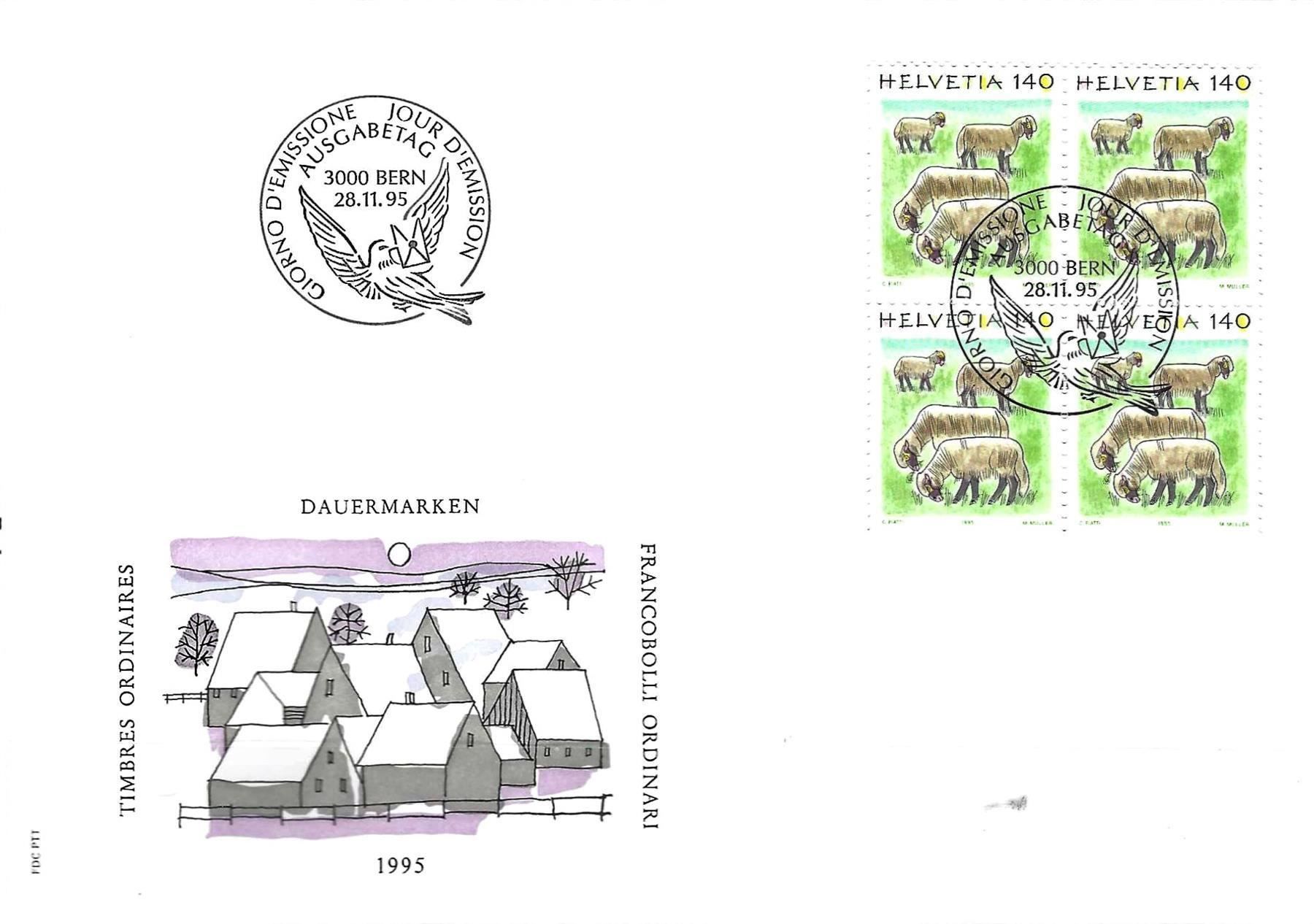 Alle Briefmarken: FDC  Viererblock 1995 – Gebraucht aus Koblenz von Himmelsreiter