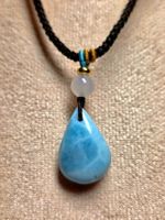 Larimar Anhänger an Kordelkette