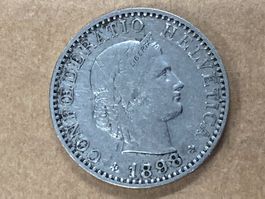 MONETA SVIZZERA 20 centesimi 1898 usata - circolata