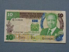 Seltene 10 Kenia Schilling Banknote von 1982, Top Zustand!