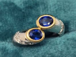 Edler Saphir-Diamant-Ring, 750er Weissgold, ca. Gr 51