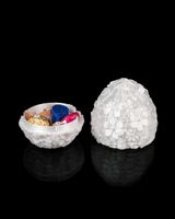 Oeuf décoratif blanc, motif floral - Décoration Pâques!