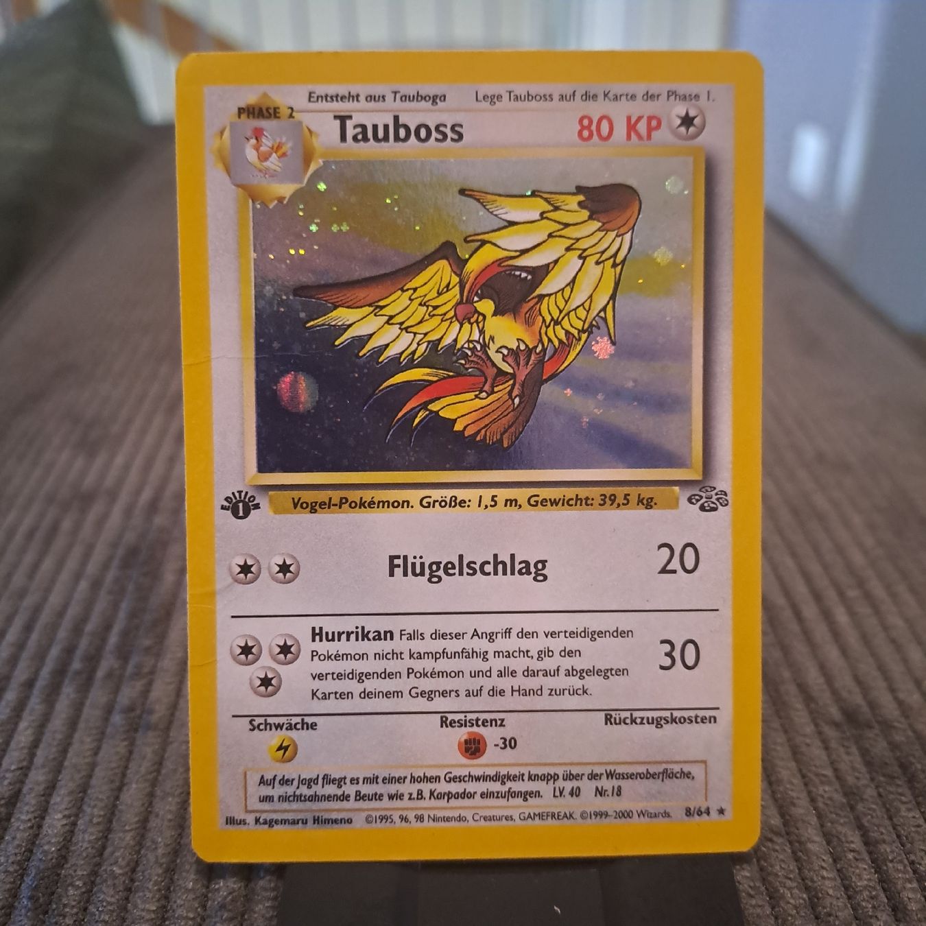 Pokémon Sammelbilder & Trading cards: Tauboss Holo, 1. Edition, Jungle 8/64 – Gebraucht aus Düdingen von Ruge91