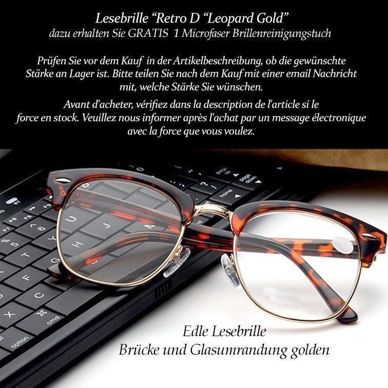 Brillen & Gläser: Lesebrille Retro D Leopard Gold +4.0 – Neu und originalverpackt aus Pfäffikon SZ von ANNAPURNA8091