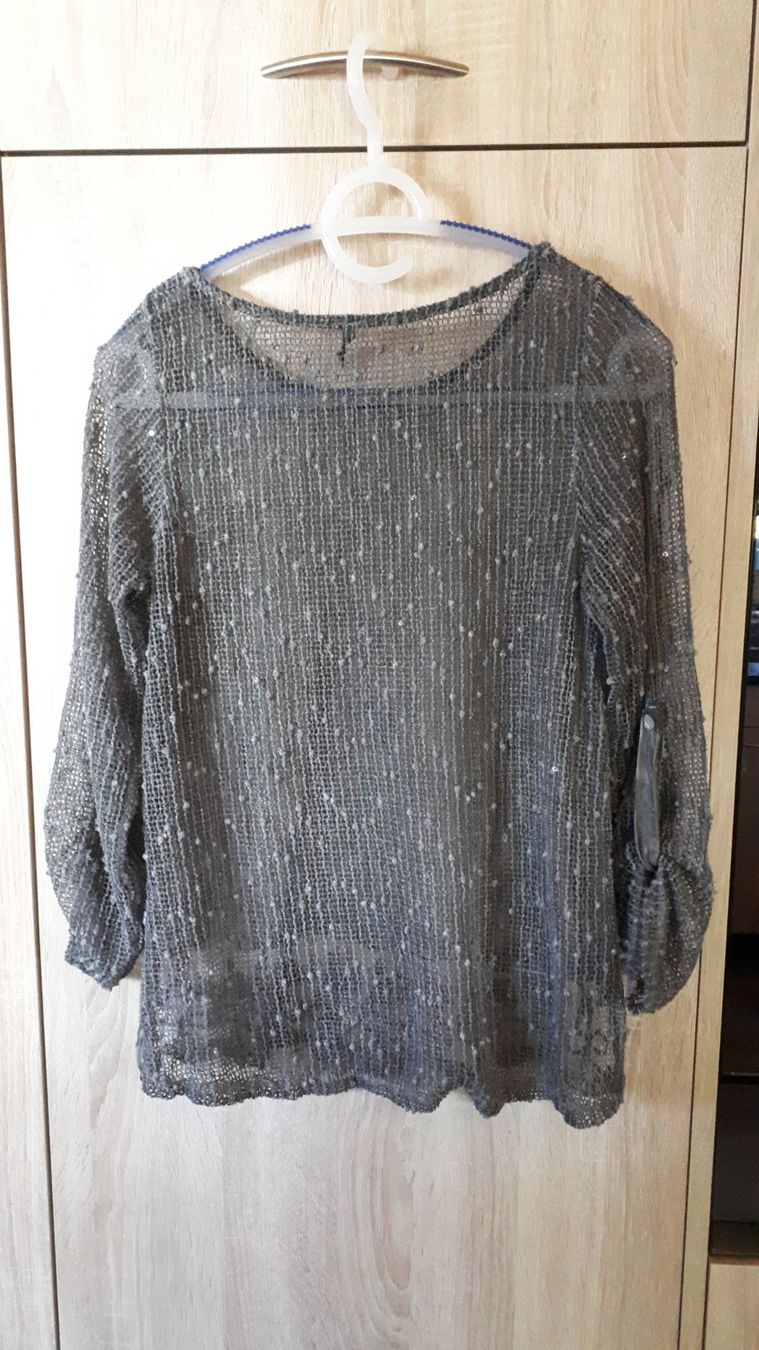 Tuniche: Edles Sommer-Tunika mit Glitzer,  Grau, Mesh-Optik – Usato da Plagne venduto da Reticulum01 8