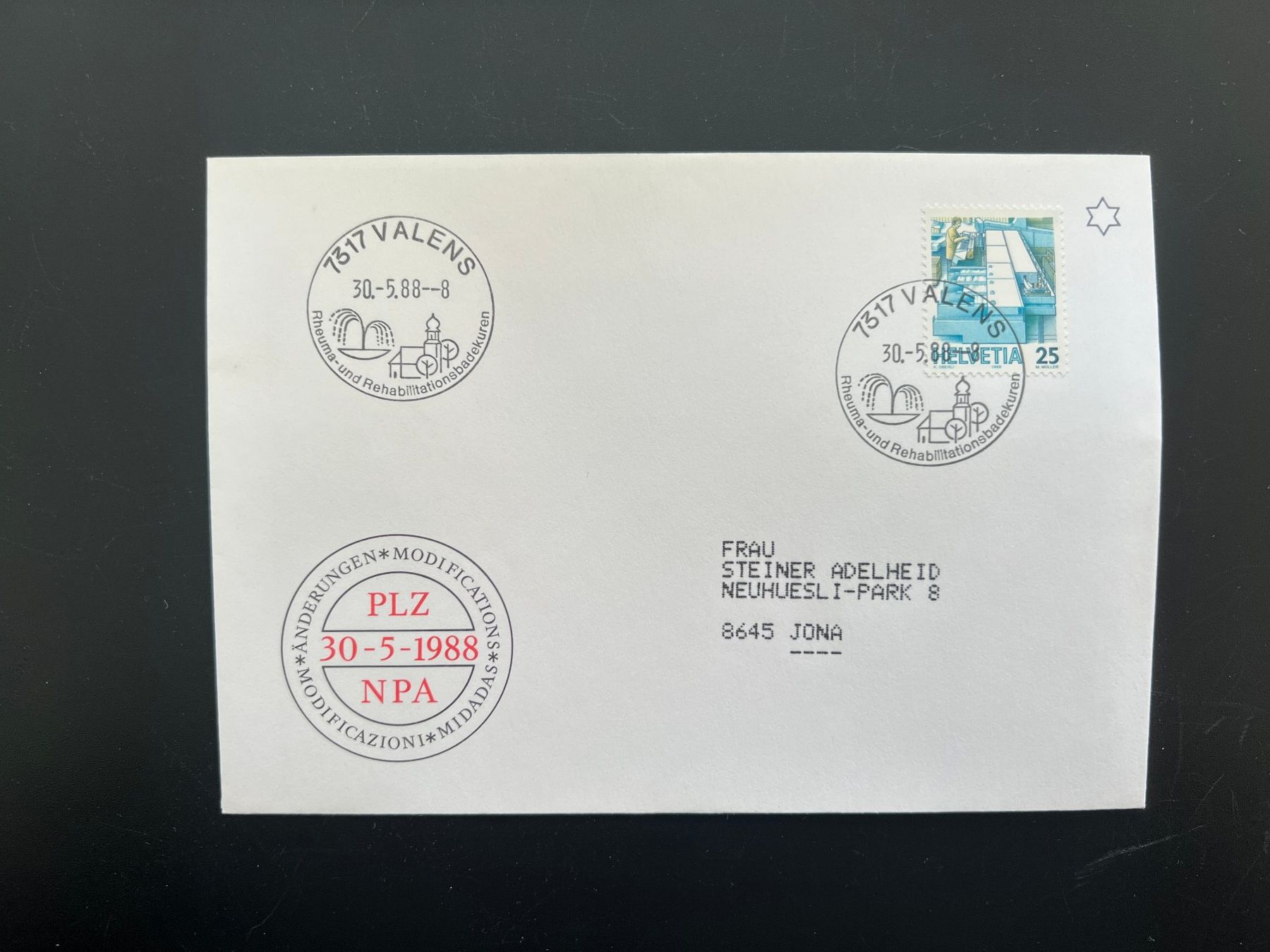 Tutti i francobolli: Valens Erstagbrief-Werbe-Stempel  (M893) – Usato da Hinwil venduto da Sidi4