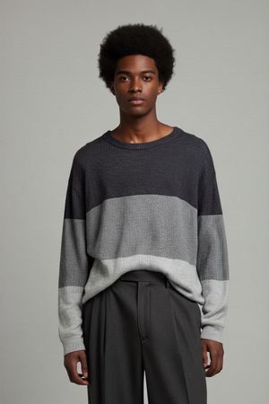 Nautica Herren Dreifarbiger Grauer Rundhals-Pullover –