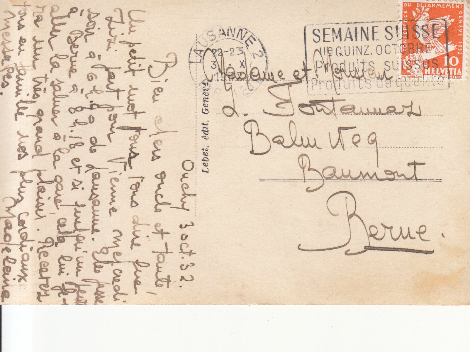 Cartoline postali: Lausanne 1932 – Usato da Bürglen TG venduto da StampGraf 1