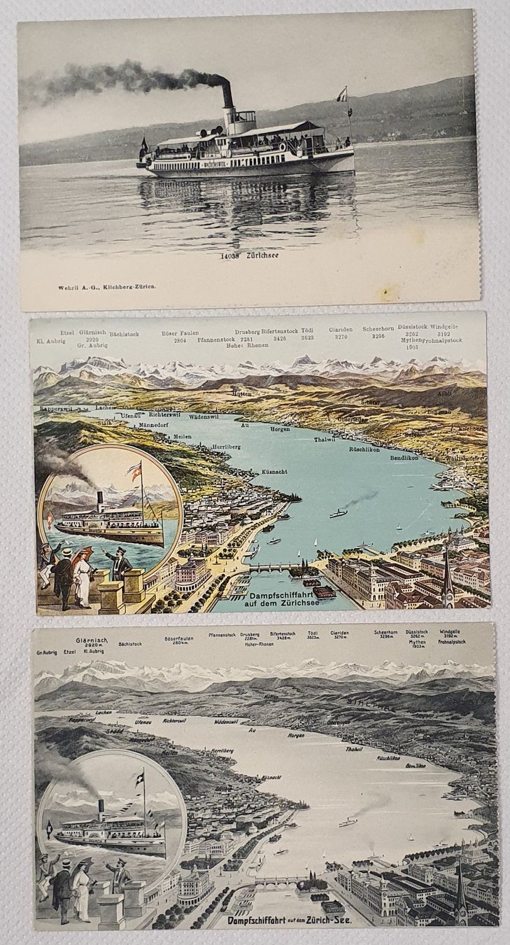 Cartoline postali: 3 Ansichtskarte Zürichsee – Usato da Kreuzlingen venduto da Rschweiz1
