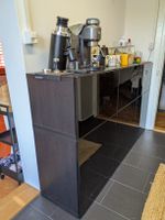 Sideboard / Regal schwarz Holz / Glas hochglanz