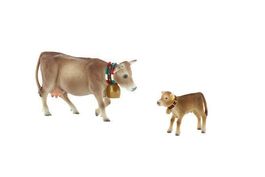 Set Schweizer Alpen Kuh mit Alpen Kalb, Bullyland, neu