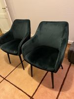 Green velvet dining chairs (set of 2)