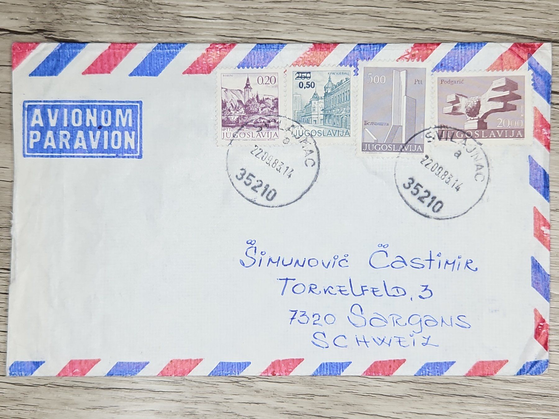 Tutti i francobolli: CL06 Enveloppe + Timbre Jugoslavija 1983 – Usato da Cousset venduto da Patrick_Collections