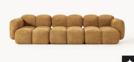 Westwing Tayla Designer-Sofa – Teddy-Bouclé Ocker – 3-teilig