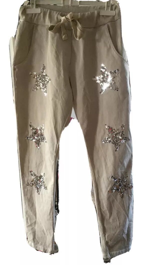 Pantaloni: Pantalon souple jogging sportswear beige étoile  sequin34/36 – Nuovo (secondo la descrizione) da Genève venduto da Libellule477 2