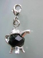 Anhänger Teapot schwarz Metall 33x21mm