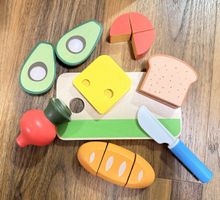 Holzspielzeug Schneidebrett mit Obst und Brot / TOP Zustand