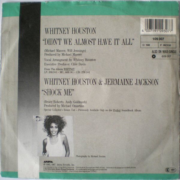 Dischi in vinile: Houston Whitney: Didn't We Almost Have It All 7" – Usato da Steinhausen venduto da Vilivinili 1