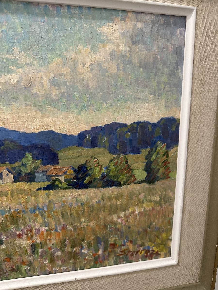 Tableaux: Gemälde Sommerwiese mit Häusern Landschaft – D'occasion à Ebikon par Gaenggeliwaar 5
