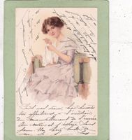 Kitsch Frau beim Sticken 1904