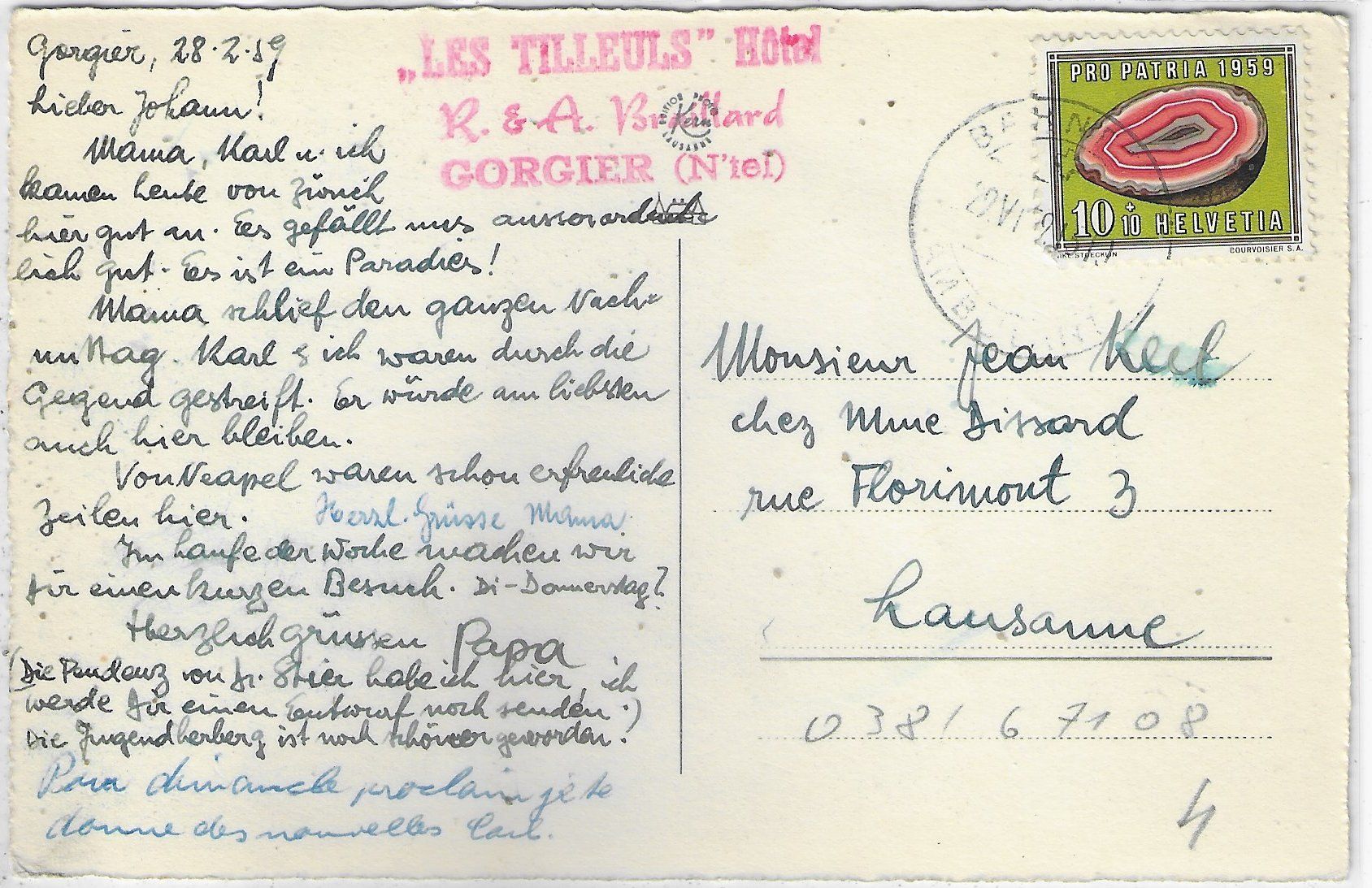 Cartoline postali: Gorgier - Hotel-Pension "Les Tilleuls – Usato da Ettingen venduto da Kartenplanet 1