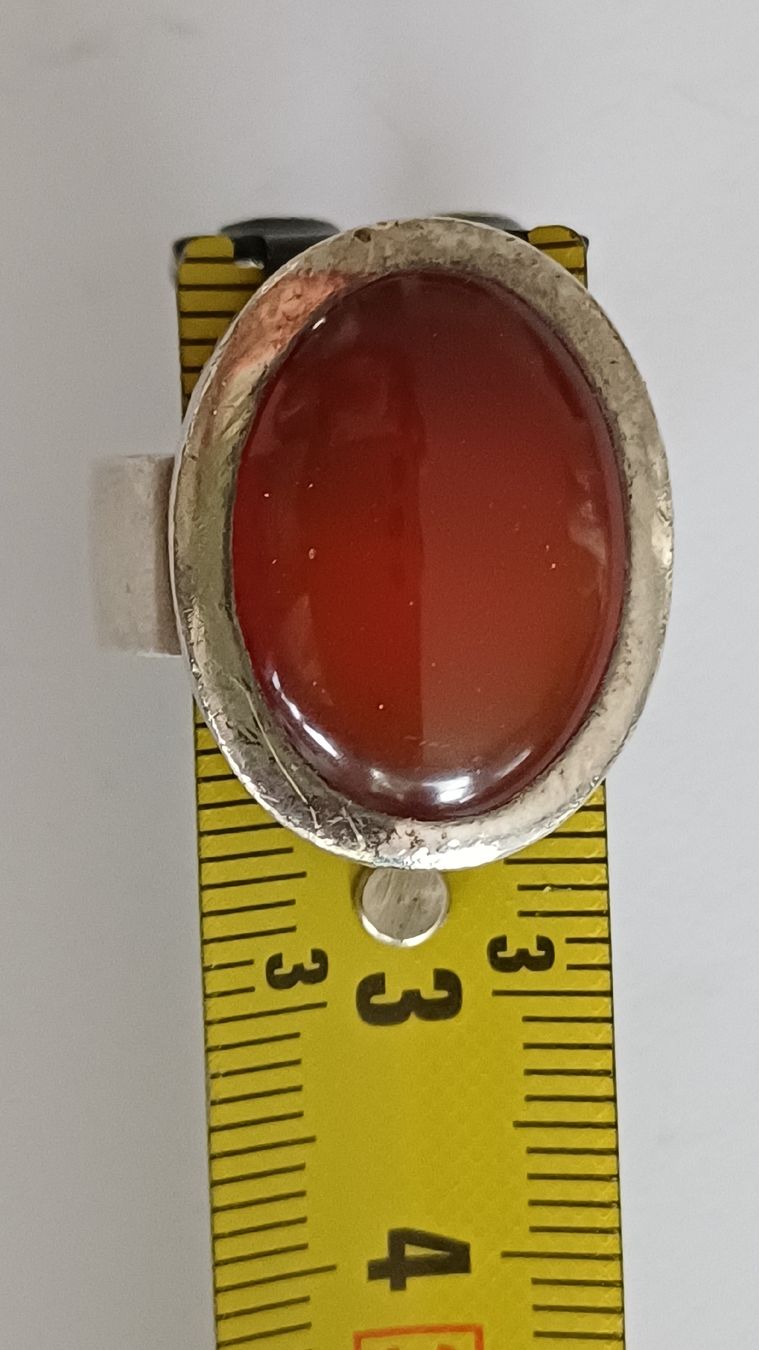 Anelli: Silberring mit grossem rotem Stein – Usato da Arlesheim venduto da savina01 3