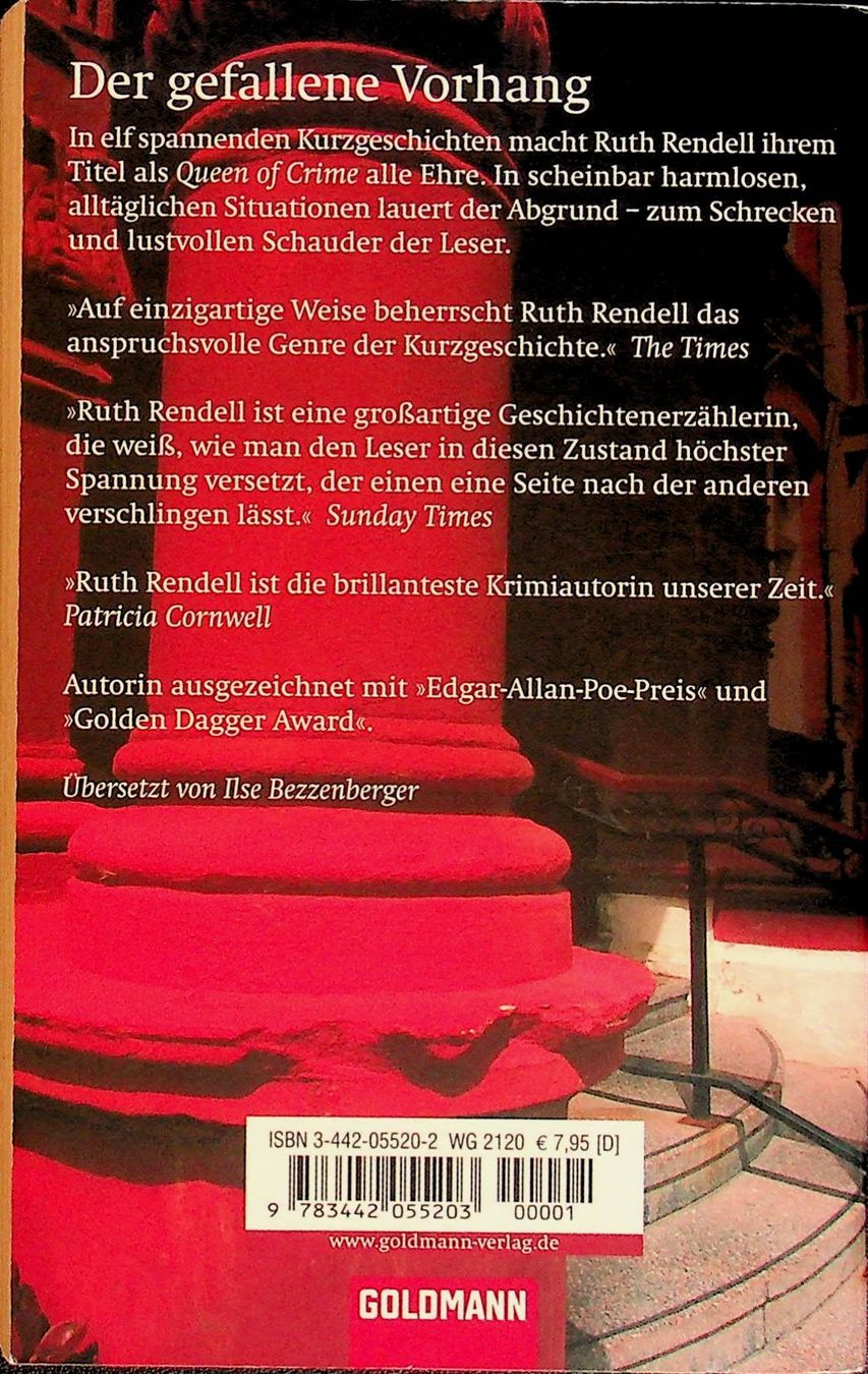 Libri: Ruth Rendell Der gefallene Vorhang TB Goldmann EA 2005 – Usato da Reitnau venduto da Zaomir 1