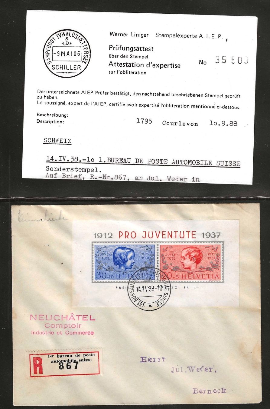 Tous les timbres: R-Brief mit Pro Juventute Block- mit Attest – D'occasion à Gümligen par Geniusbuy